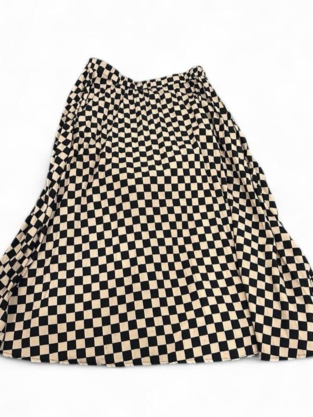 Black and Cream Checkerboard A-Line Skirt